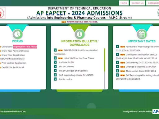 AP EAMCET 2024 final phase counselling registration begins at eapcet-sche.aptonline.in - Times of India