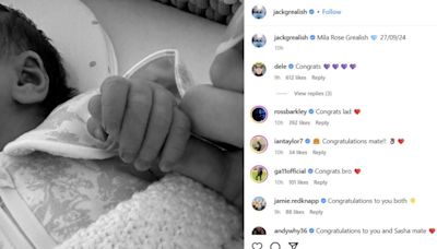 England footballer Jack Grealish is a dad for first time