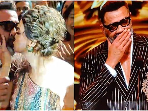 Bobby Deol shares heartfelt kiss with wife Tanya after IIFA 2024 win; fans’ thunderous cheers bring him to tears: ‘Your love spoke for Abrar’s silence’