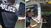 Moment cops break into scorching trailer to save dog who was 100 degrees