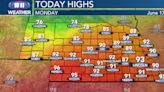 Hot and windy conditions will continue for most Monday