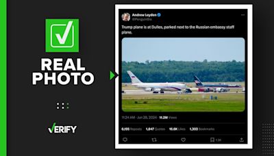 Yes, a photo of Trump’s plane next to a Russian plane at Washington Dulles airport is real