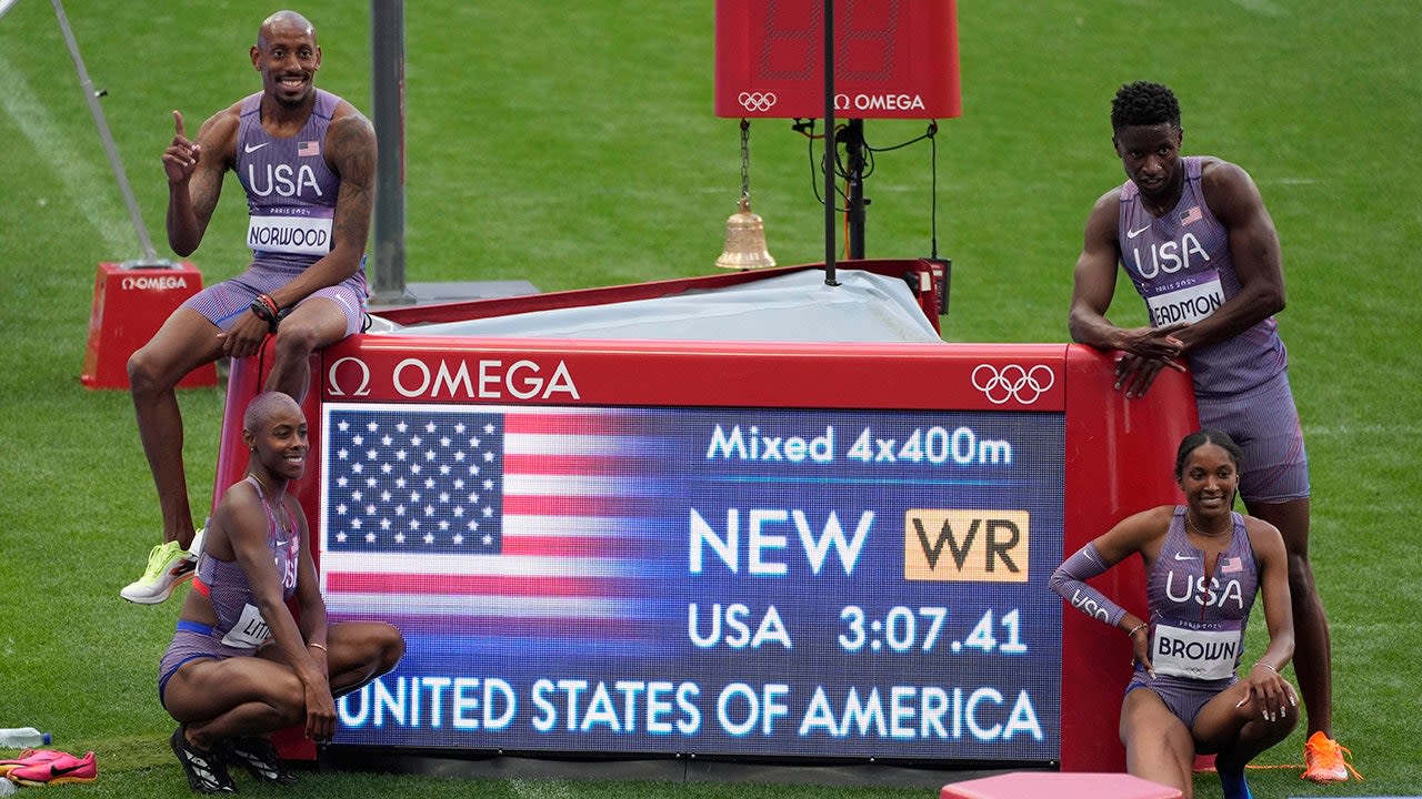 USA 4x400M mixed relay team sets world record on first day of track and field at Olympics
