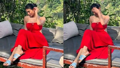 Mouni Roy's vibrant red tube dress with cut-outs is a beach vacation must-have