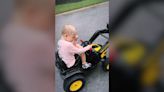 Lara Trump’s five-year-old son drives toy car outside during Hurricane Ian