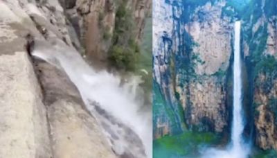 VIDEO: ¡Cascada falsa! Turista descubre tubería de agua secreta que la abastece y 'arden' redes