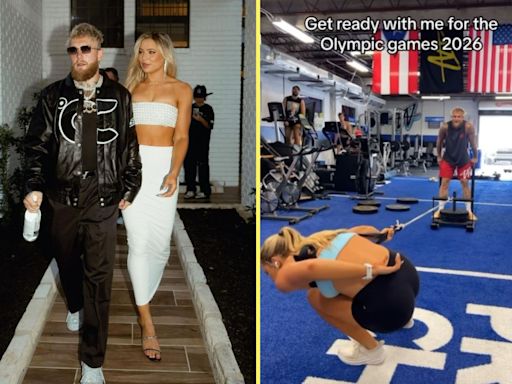 Jake Paul takes break from Mike Tyson training to help girlfriend with workout