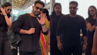 WATCH: Jr NTR and wife Pranathi Nandamuri spotted at Hyderabad airport as they leave for actor’s birthday trip