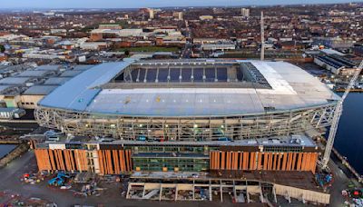 Everton's incomplete Bramley Moore Dock Stadium FLOODS