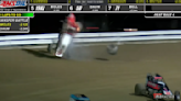 Video: Sprint Car Driver Zach Daum Flips Over Guardrail and Lands Off Track During USAC Race