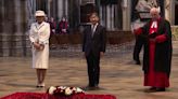 Emperor and Empress of Japan lay wreath in Westminster Abbey