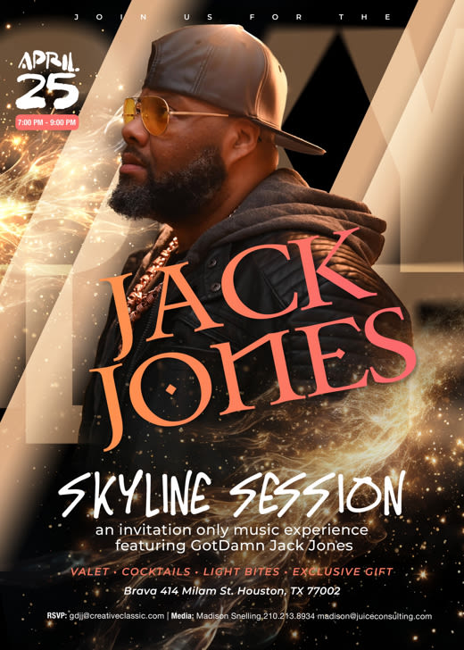 Rock/soul artist & Houston native Gotdamn Jack Jones announces invite-only music showcase for music media and influencers Thursday, April 25 in Houston at Brava 2024