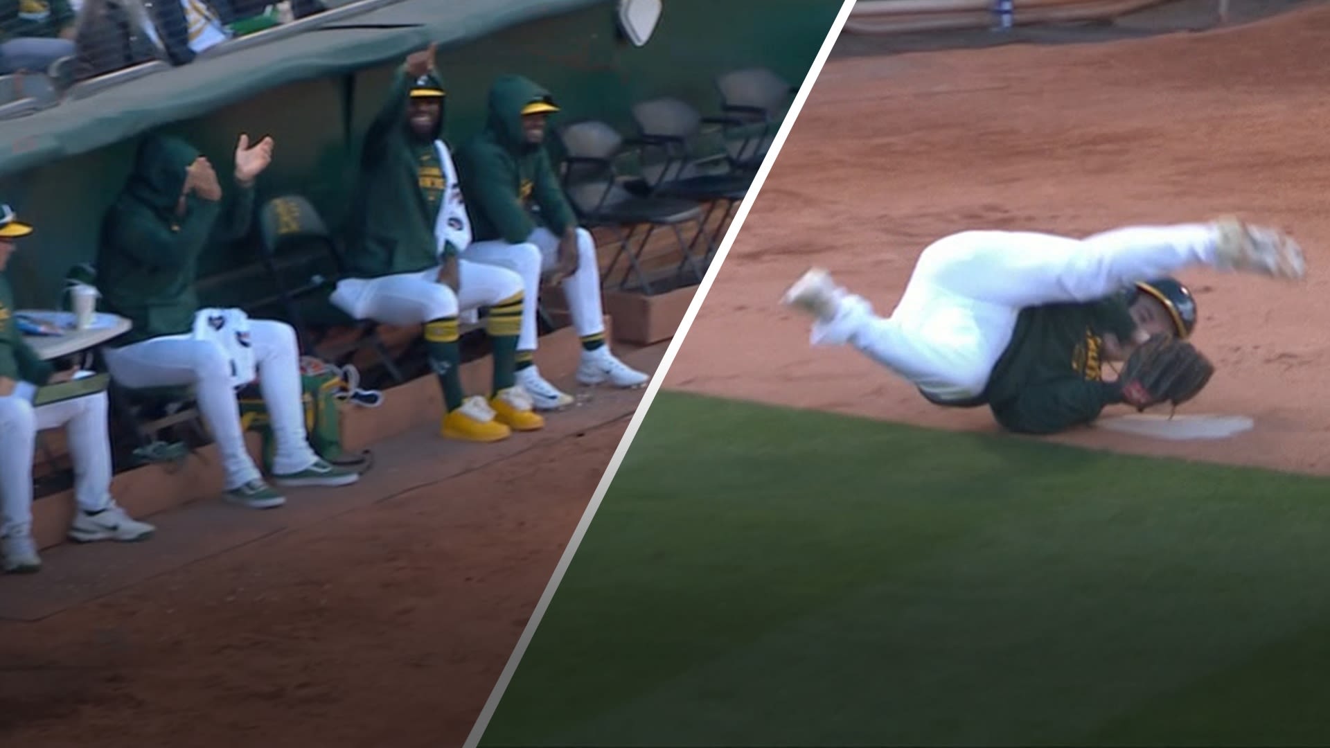 A's ball boy gets ovation from bullpen for tumbling snag - Stream the Video - Watch ESPN