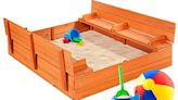 Best Choice Products 47x47in Kids Large Wooden Sandbox for Backyard, Now 23% Off