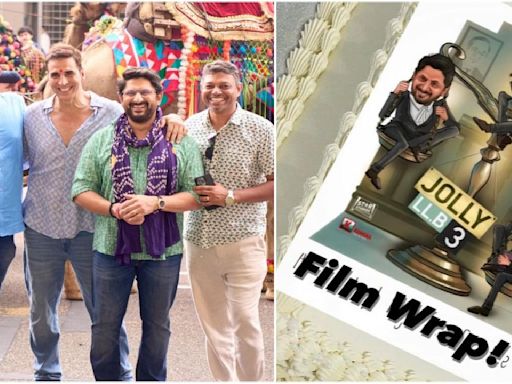 PICS: Akshay Kumar and Arshad Warsi complete shooting of Jolly LLB 3; celebrate film wrap with team on set