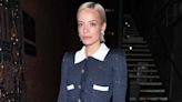 Lily Allen Makes a Dazzling Impression in Denim Skirt and Sparkling Blue Blazer