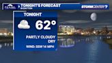 Breezy, partly cloudy skies tonight; Chance for storms Monday