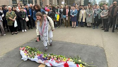 ‘Death of European values’: EU institution staff march for peace in Gaza