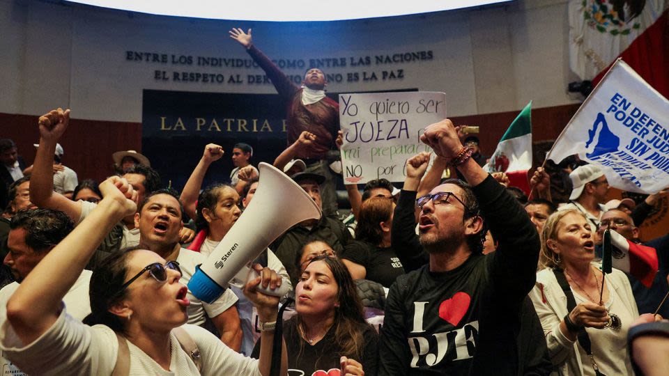 Protesters flood Mexico’s Senate during controversial judicial reform debate