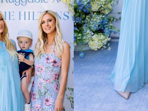 Paris Hilton Dons Versatile Pumps With Blue Dress at at Ruggable x The Hiltons Launch
