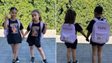 True Thompson and Dream Kardashian Look Too Cute in Matching Aaliyah T-Shirts and Customized Backpacks