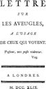 Lettre sur les aveugles à l'usage de ceux qui voient