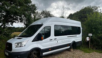 Sadness after charity minibus has its wheels stolen