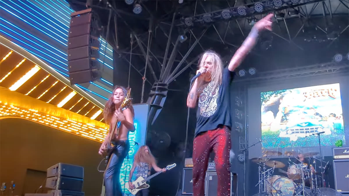 Sebastian Bach recruits his 11-year-old stepson on guitar for a rendition of Skid Row's Youth Gone Wild