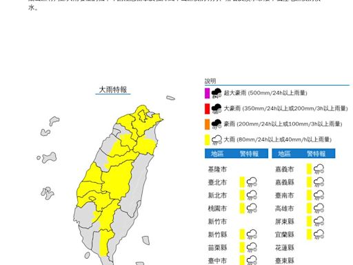 快訊／午後雷雨來襲！15縣市大雨特報 雨下到晚上