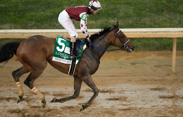 Filly Thorpedo Anna goes wire to wire to dominate soggy 150th Kentucky Oaks at Churchill Downs