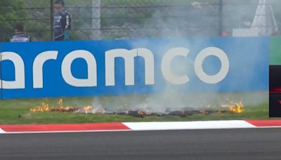 Sparks cause grass runoffs to catch fire despite rain at Chinese GP sprint qualifying