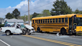 Truck crashes into parked school bus in Tillamook County