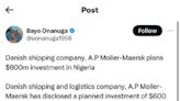 Posts falsely claim Nigeria's announcement of trade deal sank shipping giant Maersk's stock