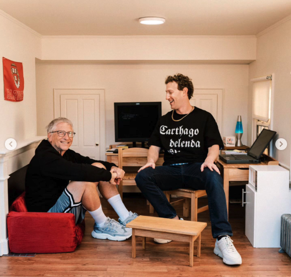 This is 40? Bill Gates crams into recreated Harvard dorm for Mark Zuckerberg’s milestone birthday