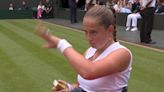 Ostapenko confuses player box with signals in Wimbledon quarter-final