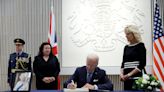 Biden signs condolence book for Queen Elizabeth at UK embassy in Washington DC