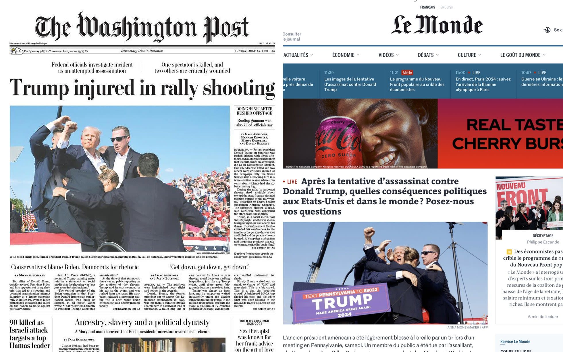 How the world’s media reacted to the Trump shooting