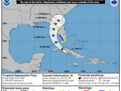 The tropical depression departed Cuba and moved toward the Caribbean Sea