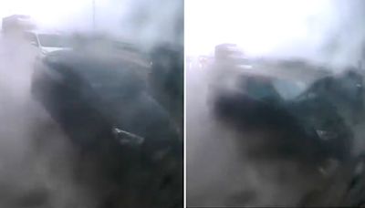 車cam直擊｜屯門公路私家車黃雨下疑圖切線 硬撼解款車車頭盡毀