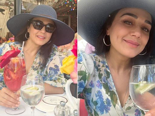 Preity Zinta Wouldn't Have Had A Chic European Summer Without Her Blue Floral Dress And Straw Hat