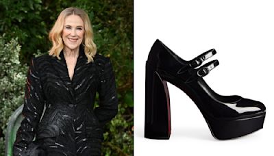 Catherine O’Hara Goes Sky-High in Glossy Christian Louboutin Movida Jane Platforms During ‘Beetlejuice Beetlejuice’ Promo Tour