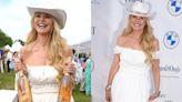 Christie Brinkley Embraces Western Flairs in White Off-the-shoulder Dress and Cowboy Hat at Polo Hamptons 2024