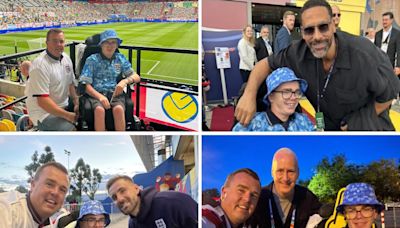 Footie-mad dad and son meet famous faces as they follow their England heroes