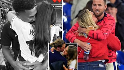 Kane hugs wife & Gallagher cosies up to model Wag as stars celebrate Euros win