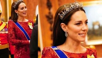 Con los diamantes de Isabel II y la corona de Margarita, Kate Middleton deslumbra en acto oficial