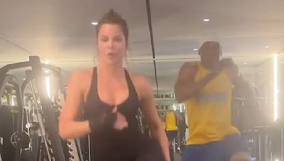 Khloe Kardashian shows off ripped physique during workout video