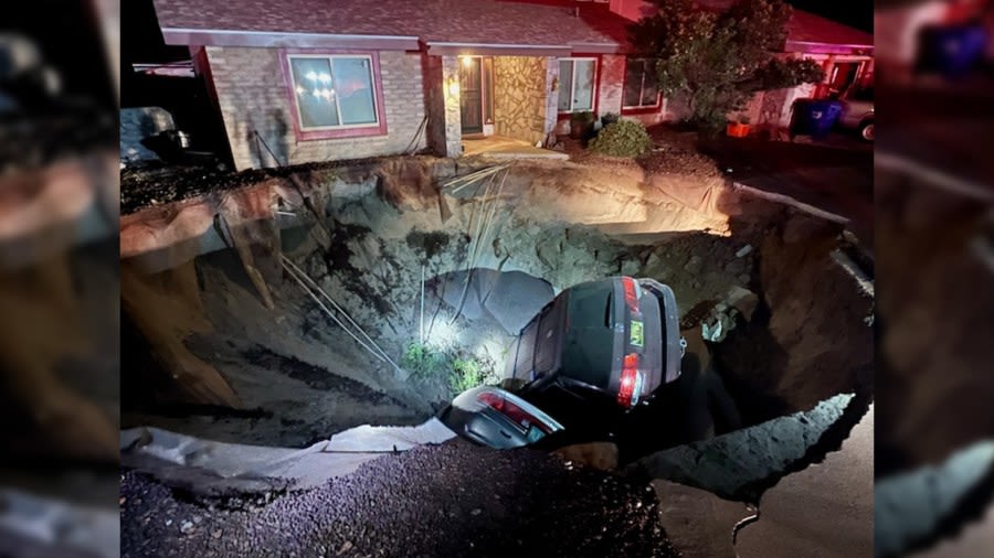 Las Cruces sinkhole swallows two cars in home’s front yard