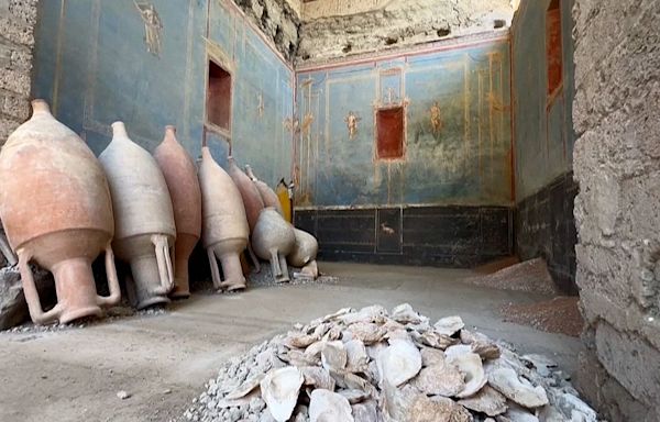 Pompeii archaeologists uncover incredibly rare blue room with stunning frescoes of female figures