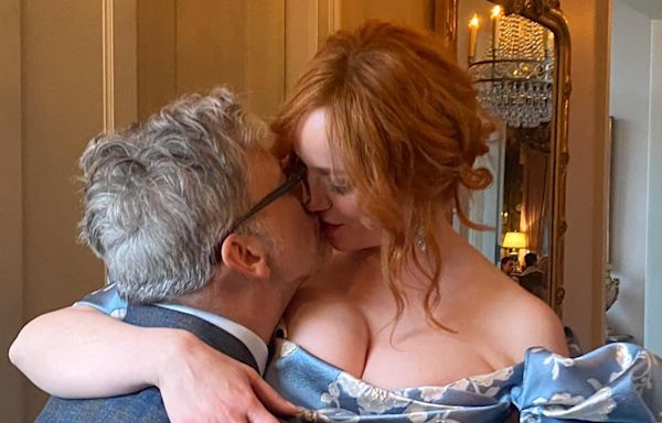 Christina Hendricks, 48, makes out with husband George Bianchini after wedding