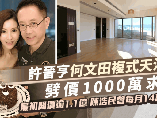 許晉亨複式天池屋減價千萬求售 最初開價逾1.1億 陳浩民曾每月14萬租住